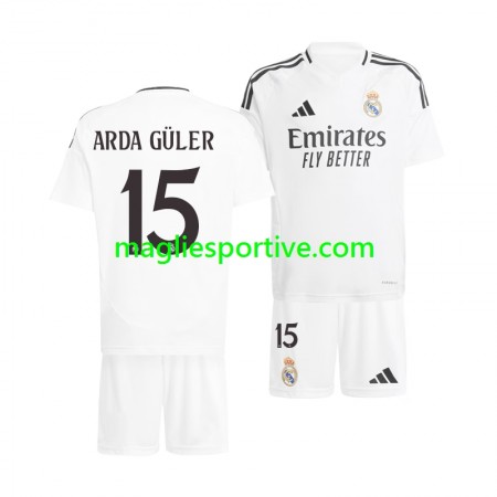 Completo Calcio Real Madrid Arda Guler 15 Bambino Divisa Prima 2024-2025